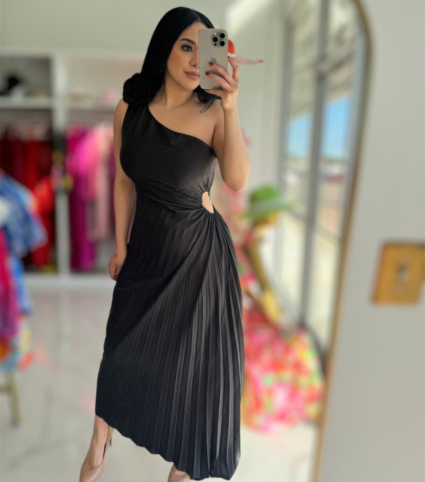 Black Maxi Rose Dress