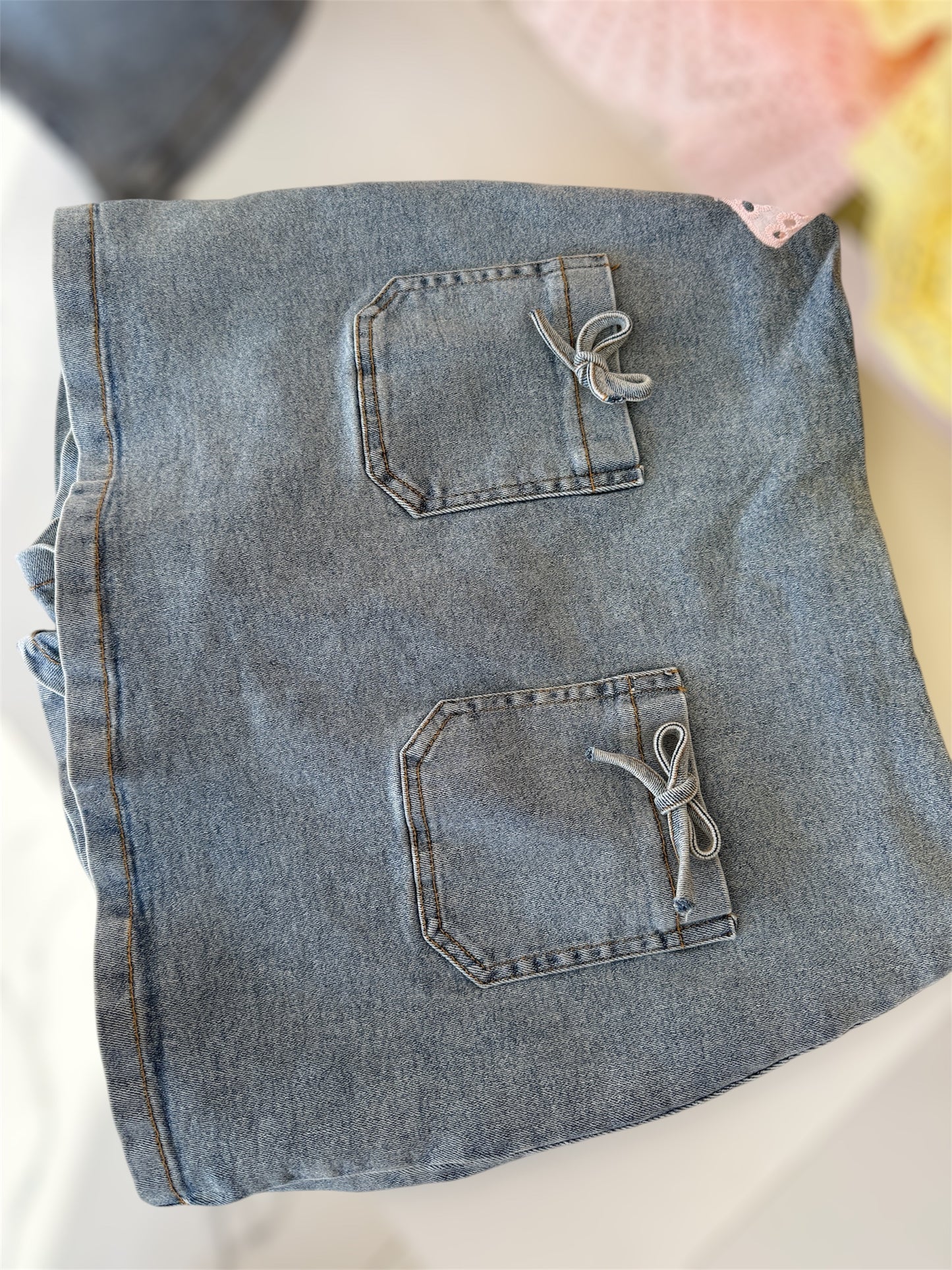 Bow Denim Skirt