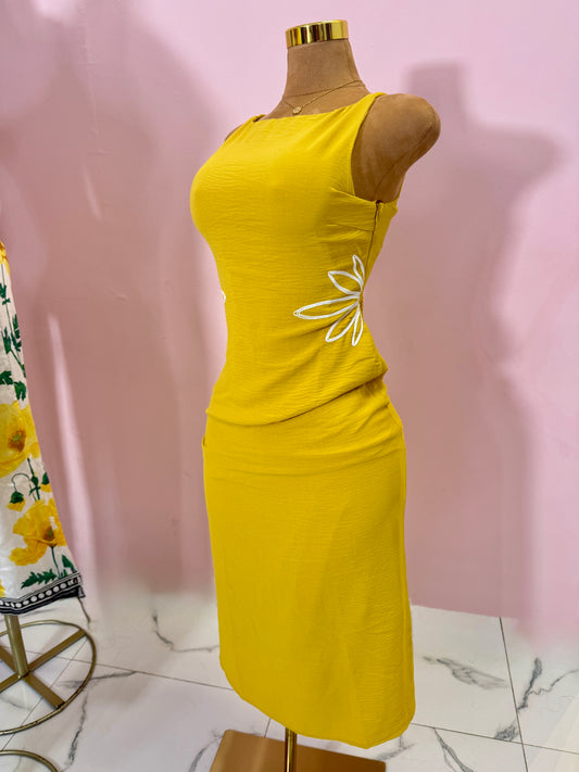 Yellow Side Flower Dress (RESTOCKED)