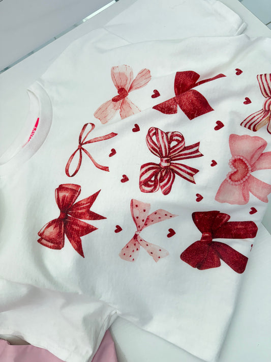 Cotton Heart Bow Oversized Tee