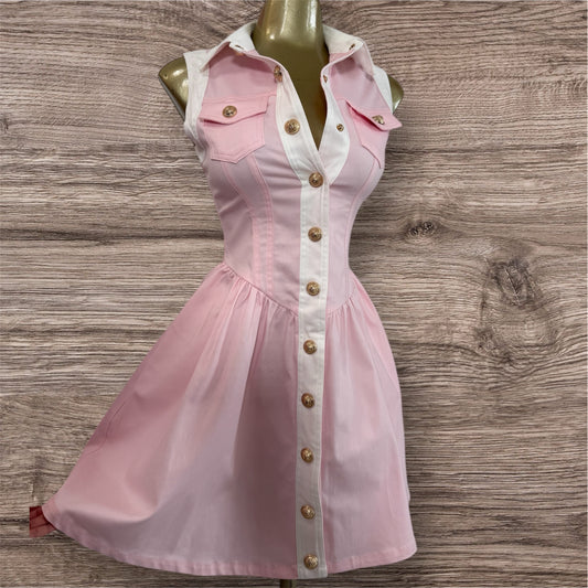Pretty Pink Cotton Denim Dress