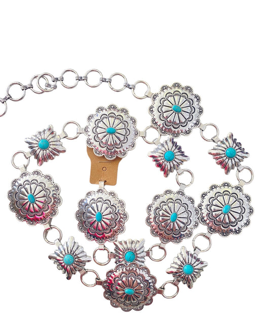 Blue & Silver Concho Belt